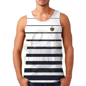 Camiseta sin mangas a rayas para hombre ANSIS STAR, cuello redondo, tejido transpirable, informal, con estampado por sublimación - Product Image 1