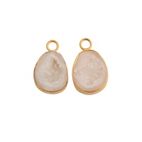 Connecteurs Goutte d'Eau en Agate Druzy Naturelle Plaqué Or 18K sur Laiton, 25mm, Forme Libre, Assortiment de Pierres Précieuses, Composants de Bijoux