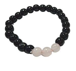 High quality Black Agate & Rose Quartz Bead Stone <b>Bracelet</b> <b>Crystal</b> Gemstone Fashion Jewelry Men and Women Gift Energy Meditation - Product Image 1