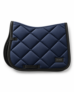 แผ่นรองอานม้า Fina Sports Navy Solid น้ำหนักเบา เอวต่ำ พร้อมขอบสีดำและสายรัดเวลโคร ผลิตจากโพลีเอสเตอร์ 100% - Product Image 1