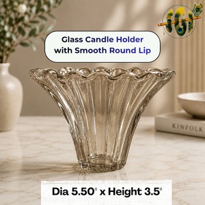 Portavelas de Vidrio con Borde Redondo Liso, Forma Cónica, 5.50" de Diámetro x 3.5" de Altura, Resistente al Calor, Reutilizable para Decoración del Hogar - Product Image 1
