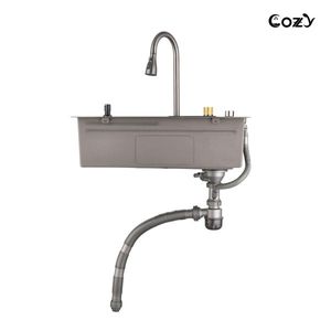 Lavello da Cucina Moderno a Vasca Singola 76x56 cm in Acciaio Inox S304 Fatto a Mano Multifunzionale da Appoggio con Funzione Pioggia - Product Image 2