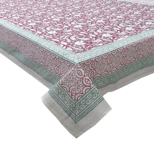 Paisley Rose Vine 10 Seater Tablecloth 180x270cm Handcrafted Block Printed 100% Cotton Premium Dining <b>Table</b> Home Decor Gift - Product Image 1