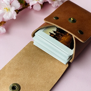 Étui pour photos Instax Mini en cuir véritable fait main, pochette souvenir, étui pour film instantané, cadeau, mini pochette avec fermeture à bouton - Product Image 2