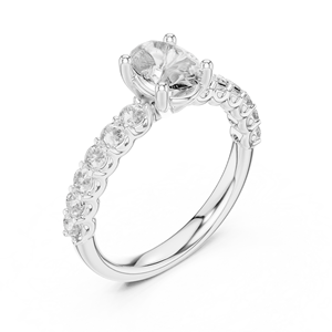 Anillo Solitario Elegante con Diamante Ovalado de 1 Quilate Cultivado en Laboratorio, Engastado en Oro Blanco de 18 Quilates, para Bodas, Compromisos, Fiestas, Uso Diario y de Oficina - Product Image 1