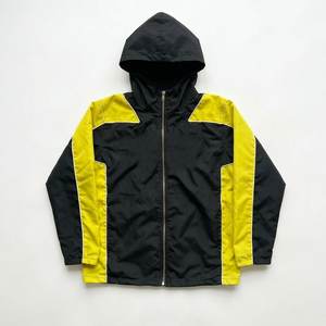 Nouvel ensemble coupe-vent en nylon noir pour homme avec logo personnalisé RTS, panneau jaune et pantalon, idéal pour l'été, respirant, style streetwear, veste zippée. - Product Image 2