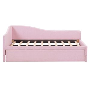 Divano letto a L imbottito rosa, misura Twin, con letto estraibile a scomparsa - Product Image 4