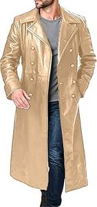 Meilleur prix de gros pour les vestes en cuir personnalisées pour hommes, manteaux longs en cuir noir pour hommes - Product Image 2