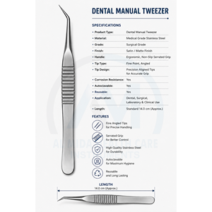 Al Mida Healthcare Dental Class I Surgical Tweezers Stainless Steel Gold Tip CE Certified ISO13485 Certified Lifetime Warranty - Product Image 6