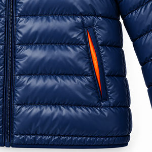 OEM Lightweight Quilted Bomber Jacket Autumn Reflective Sheen Outerwear Full Zip Stand Collar Contrast Lining Custom Patch Front - Product Image 4