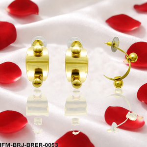 Pendientes de Gancho de Latón Chapado en Oro Hechos a Mano con Detalles de Bola Pulida, Postes de Acero Quirúrgico, Forma Semicircular para Uso Diario - Product Image 4