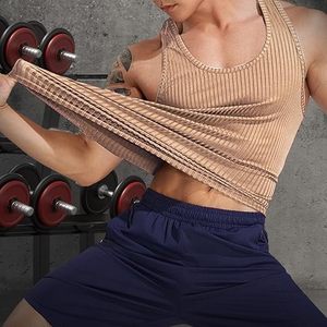 เสื้อกล้ามออกกำลังกายผู้ชายผ้าคอตตอนริบคุณภาพสูง ระบายอากาศได้ดี สีดำ สีเทา เสื้อกล้ามถักขายส่งจากโรงงาน - Product Image 4