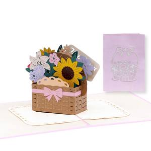 Boîte à fleurs en papier, carte 3D pop-up, carte de vœux 3D pop-up, carte pop-up artisanale, carte de vœux à thème mignon, cartes pop-up faites à la main, carte de vœux fleurie artisanale - Product Image 3