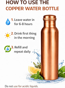 Botella de Agua Reutilizable de Cobre Puro Hecha a Mano, Ecológica, a Prueba de Fugas, Apta para Lavavajillas, de 950 ml, para Uso Diario en el Hogar y la Cocina, Venta al por Mayor - Product Image 6