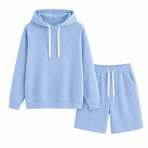 Ensemble sweat à capuche et short pour femme en coton de haute qualité, grande taille, respirant, décontracté, vêtements de mode pour femme, logo personnalisé - Product Image 1