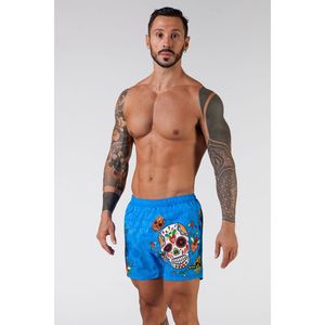 Shorts de Playa Unisex con Estampado de Calavera Azul, Elásticos en 4 Direcciones, Antibacterianos, Ecológicos, de Secado Rápido, Transpirables, Cintura Elástica, 100% - Product Image 2