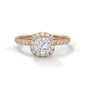 Elegant Design 14k Rose Gold Engagement <b>Ring</b> Classic <b>Proposal</b> <b>Ring</b> With Cushion Cut Moissanite Diamond Wedding Jewelry For Women - Product Image 1