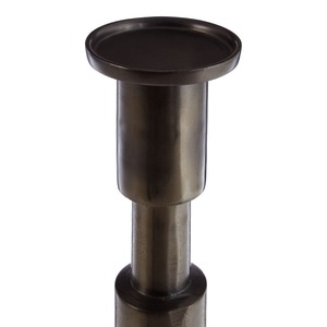 Modern <b>Black</b> Metal <b>Candlestick</b> <b>Holder</b> Featuring A Stacked Segmented Column Design And Round Shape For Home Decoration - Product Image 3