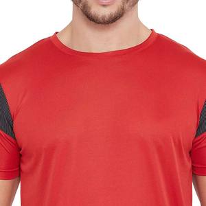 T-shirt décontracté sportif pour homme, rouge, manches courtes, séchage rapide, respirant, coupe classique, col rond, tricoté, 100% coton, uni - Product Image 6
