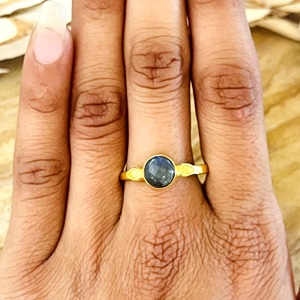 Buyer Favorite Boho Labradorite <b>Ring</b> <b>Dainty</b> Brass <b>Ring</b> for Women 18k Gold Plated Minimalist Tribal Jewelry for Wholesale/OEM/ODM - Product Image 4