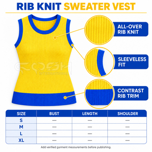 Cosh International Sisterhood Sorority Knitted <b>Sleeveless</b> Vest Blue Trim Winter Elegant Style Crew Neck Casual Wear - Product Image 6