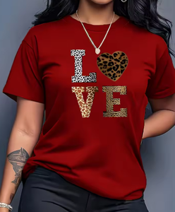เสื้อยืดผู้หญิงลายดอกไม้พิมพ์ลายจดหมายรัก แขนสั้น คอกลม สวมใส่สบาย ทรงหลวม ผ้าฝ้าย 100% ระบายอากาศได้ดี เนื้อผ้านุ่ม ยืดหยุ่นได้ - Product Image 6