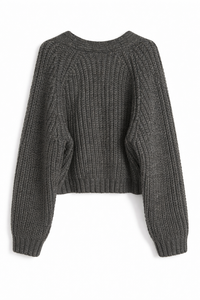 Suéter Elegante de Moda Otoñal, Cárdigan de Punto Trenzado con Cuello en V y Cintura Alta, Suéter de Punto Informal para Mujer - Product Image 3