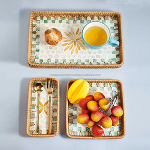 Plateau en rotin exclusif incrusté de nacre pour le service hôtelier et les coffrets cadeaux, proposé par un partenaire OEM, durable, en provenance du Vietnam - Product Image 6