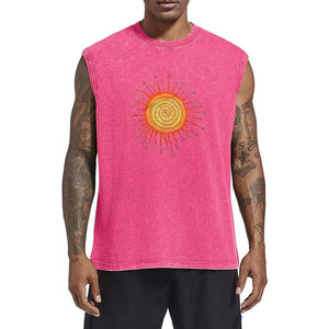 เสื้อกล้ามผู้ชายลายกราฟิก ผ้าฝ้าย สำหรับออกกำลังกาย ฟิตเนส เสื้อกล้ามโชว์กล้ามเนื้อ ล้างสีแบบแอซิดวอช เสื้อยืดวินเทจลำลองฤดูร้อน เสื้อกล้ามกีฬา - Product Image 1