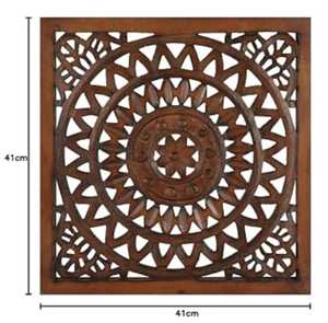 Round Carved Wooden Wall Hanging <b>Panel</b> Floral <b>Decorative</b> Wall Decor for Home Hotel Restaurant - Product Image 2