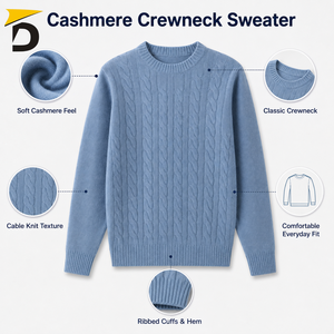 Pull en cachemire pour homme, col rond, anti-rides, respirant, toucher luxueux, coupe confortable, design épuré, idéal pour le bureau et les week-ends - Product Image 6