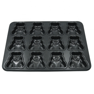Article chaud 12 tasses ours forme en acier au carbone moule à muffins antiadhésif coquillage fleur moule bonne libération plats de cuisson casseroles - Product Image 1