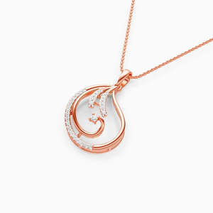 Collar con Colgante de Diamante en Oro Rosa, Corte Brillante Redondo, Color G, Piedra Natural, para Mujer, Uso Diario Romántico - Product Image 3