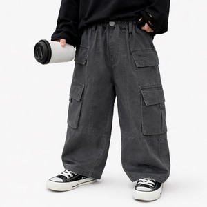 Pantalon en jean respirant pour garçon, léger, couleur unie, taille élastique, style jogger, multi-poches, décontracté, pour l'extérieur, vente en gros - Product Image 3