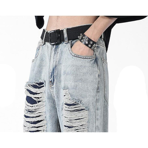 <b>Mens</b> Straight Leg Denim <b>Jeans</b> 100% Cotton Vintage Mid Wash Regular Fit Fashion Denim <b>Trousers</b> Wholesale Factory - Product Image 6