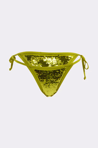 Women's Sequined Bikini Set Green Metallic Luster Tie Side Bottom <b>Crossed</b> Halter <b>Top</b> Spandex Polyester Swimwear - Product Image 5