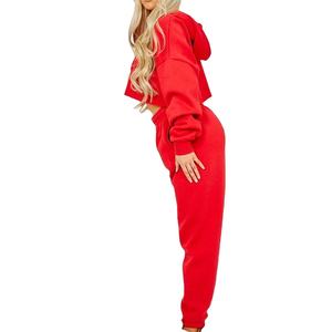 Conjunto de Sudadera Corta con Capucha para Mujer, Dos Piezas, Tejido Grueso, Ecológico, Casual, Tallas Grandes, Ajuste Holgado, Ropa Deportiva, Ropa de Estar por Casa, Ropa Urbana - Product Image 2