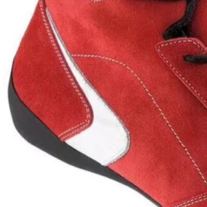 Bottes moto rouges en cuir véritable avec semelle extérieure en caoutchouc, fermeture auto-agrippante, style sportif, respirantes, légères, pour karting et usage général - Product Image 3