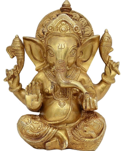 Ganesha en laiton de style traditionnel fait main, provenant directement d'Inde, avec Mukht pour Diwali, artisanat de qualité supérieure - Product Image 3