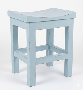 Antique Distressed White Wooden <b>Stool</b> Small Saddle Seat Teak Wood Chair Footstool For <b>Dining</b> Room Kitchen Hotel Wholesale - Product Image 2