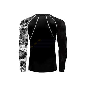 Factory Supply High Collar Breathable Quick Dry Spandex/Nylon Long <b>Mens</b> <b>Compression</b> <b>Shirt</b> Long Sleeve Rashguard - Product Image 3