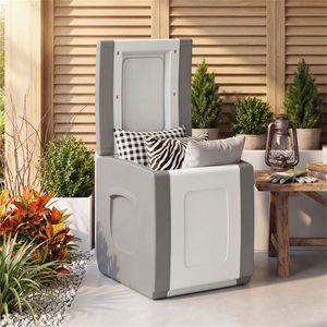 27-Gallon Outdoor <b>Waterproof</b> Patio <b>Storage</b> <b>Box</b> PP Deck Deck with Side Handles and Dual Tone Design Gray Color - Product Image 5