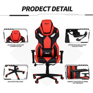 เก้าอี้เกมมิ่งสำนักงาน Mecor Ergonomic Racing ปรับระดับความสูงได้ ปรับเอนได้ หมุนได้ ฐานโลหะ พนักพิงหลังนั่งสบาย - Product Image 4