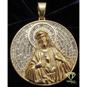 Pendentif Cœur Sacré de Jésus en Moissanite, Collier Religieux en Argent Sterling 925 avec Diamant Rond, Bijou - Product Image 2