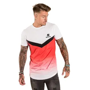 Custom 100% Polyester Volledig Over Print Hardloopsport T-Shirt In De Ronde Bodem