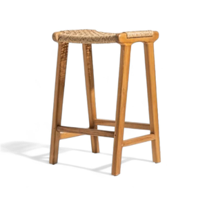 Minimalist style Bar Chair <b>Stool</b> Teak Wood Frame Material and Woven <b>Seat</b> For Home Bar Furniture Decoration - Product Image 3