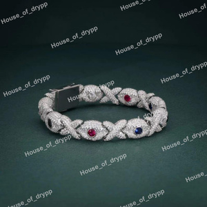 Luxury Link <b>Bracelet</b> With Multicolor Moissanite Diamond Accents 925 Sterling <b>Silver</b> Iced Out Hip Hop Statement Jewelry - Product Image 3