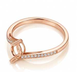 Anillo marquesa de 8x4mm en blanco, base semimontada con engaste de circonitas pavé, banda vacía para gemas, para fabricación de joyas al por mayor - Product Image 4