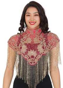 ผ้าคลุมไหล่ประดับลูกปัดสีทองสำหรับผู้ใหญ่ พร้อมดีไซน์ลูกไม้ตาข่าย ผลิตจากโพลีเอสเตอร์ 100% จาก Chandni Export House - Product Image 4