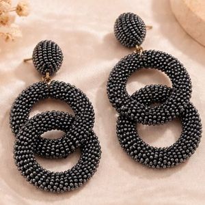 Pendientes de Moda Rizir con Cuentas, Pendientes Geométricos Hechos a Mano con Doble Círculo para Mujer, Joyería Minimalista de Lujo para Fiesta - Product Image 4
